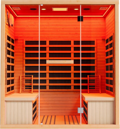 Albott 4 Person Infrared Sauna with 7-Color Chromotherapy Light Therapy interior view